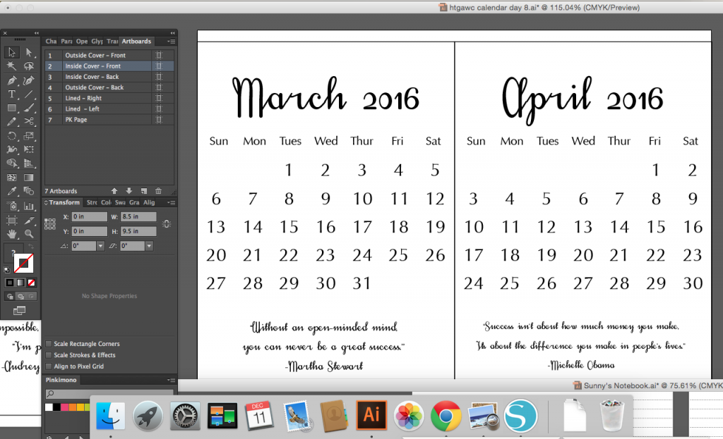 Calendar Design Monthly Spread