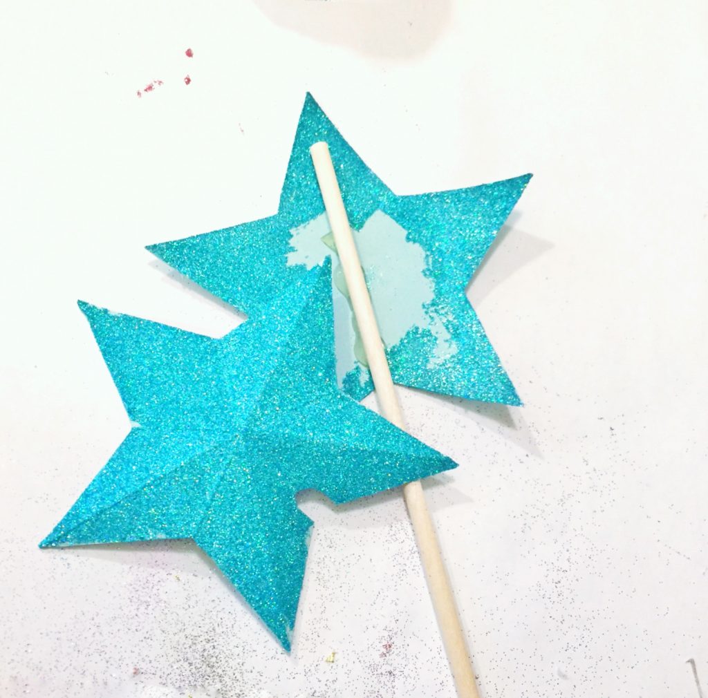 Base of the star wand with glued on dowel